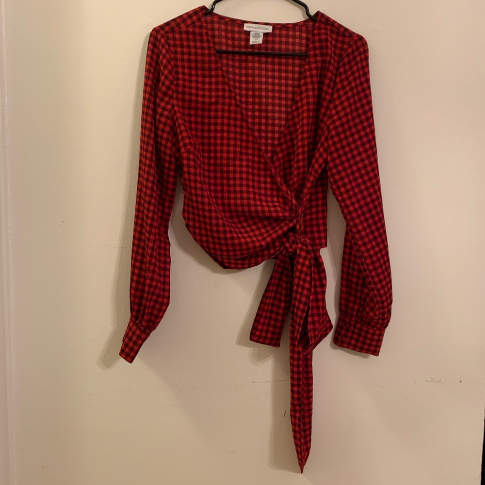 Urban Outfitters Checkered Wrap Blouse